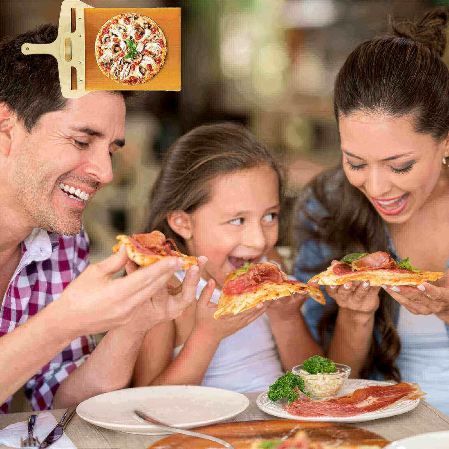 Abasia Pala deslizante para pizza, pala de pizza con asa, la cáscara de pizza que transfiere la pizza perfectamente, espátula de pizza para hornos