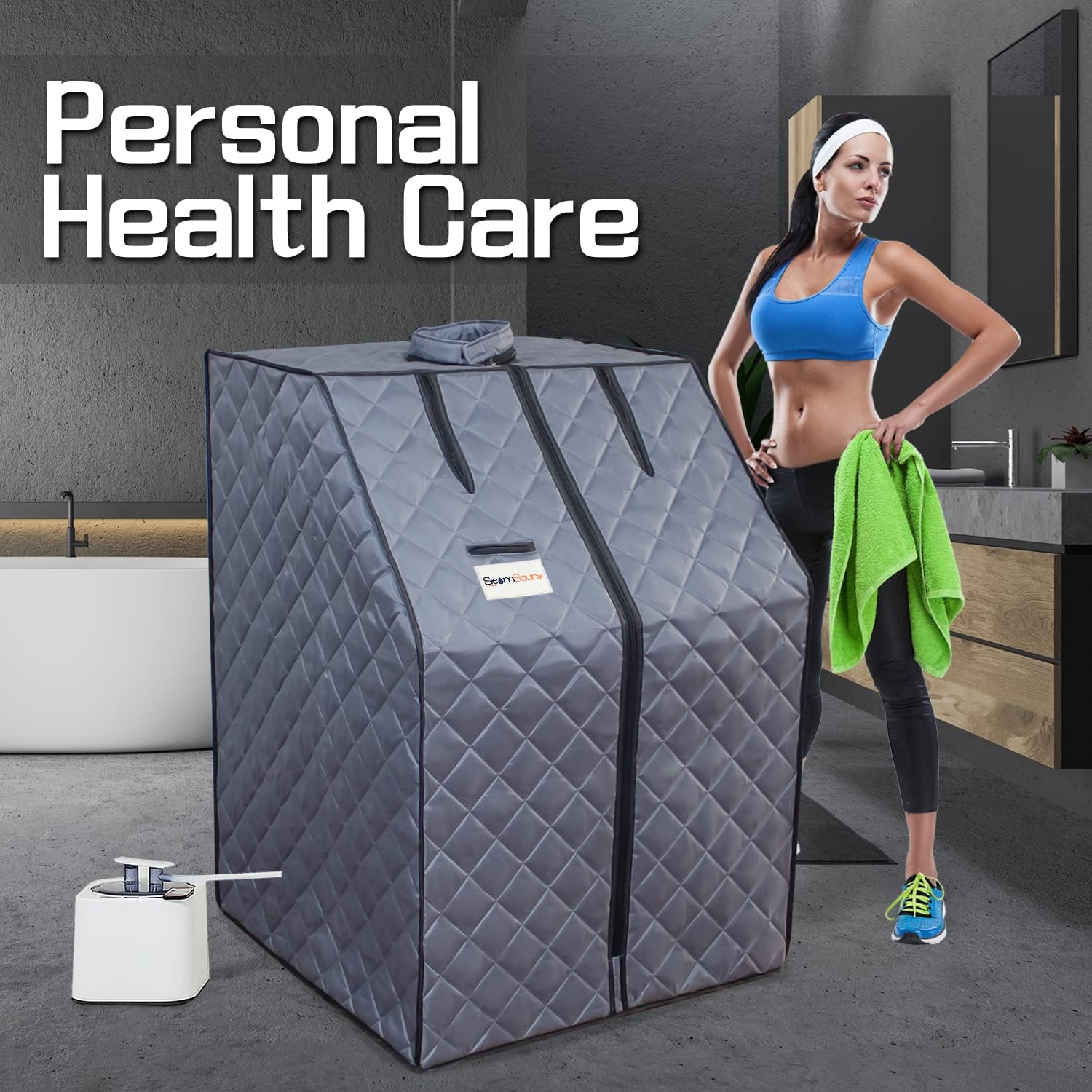 Sauna de vapor portátil para el hogar, tienda de campaña de saunas personales con silla plegable de control remoto y olla de vapor de 2 litros para