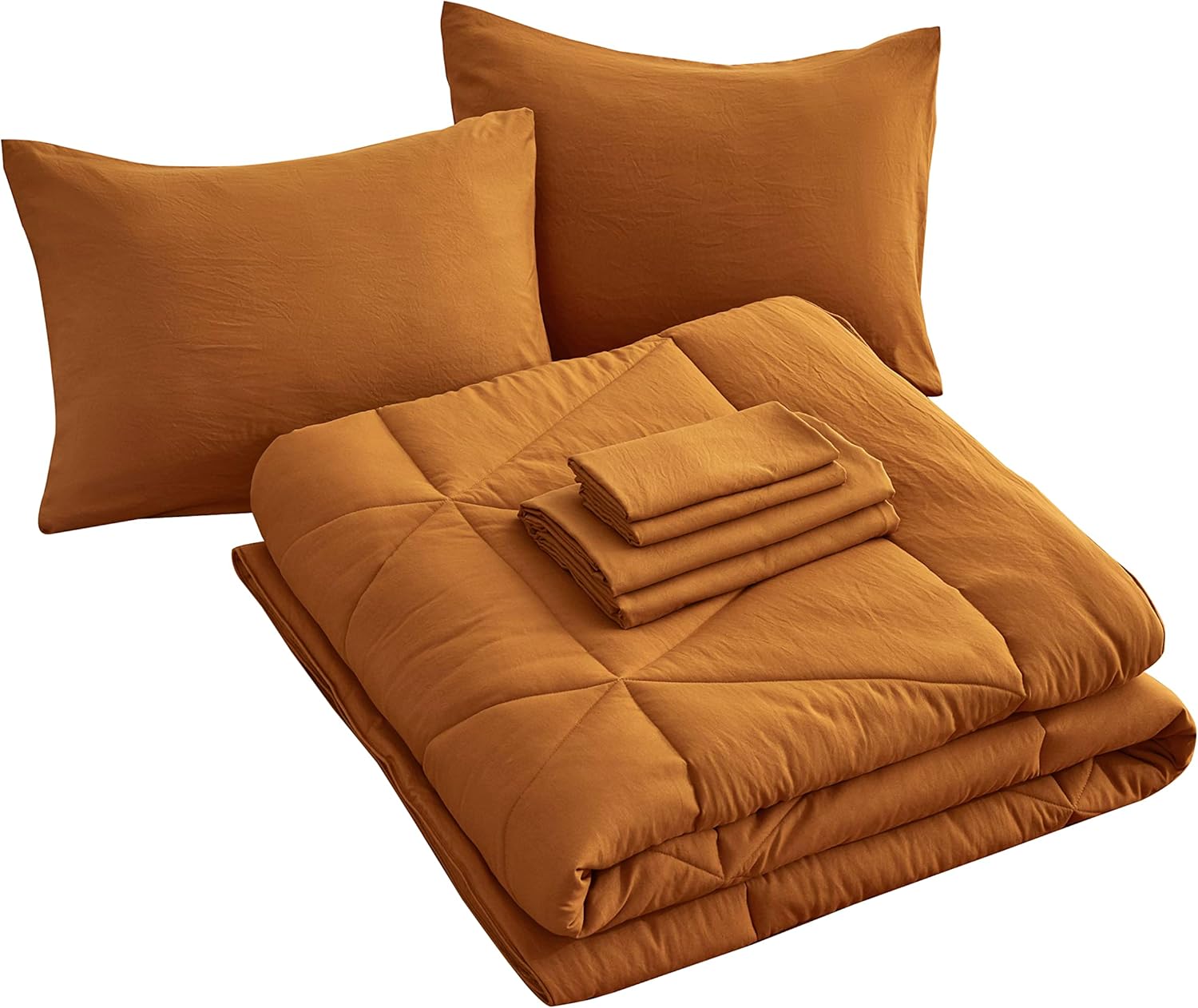 Chezmoi Collection Jasper – Juego de ropa de cama individual en una bolsa, 5 piezas, acolchado geométrico, suave, lavado, de microfibra de doble