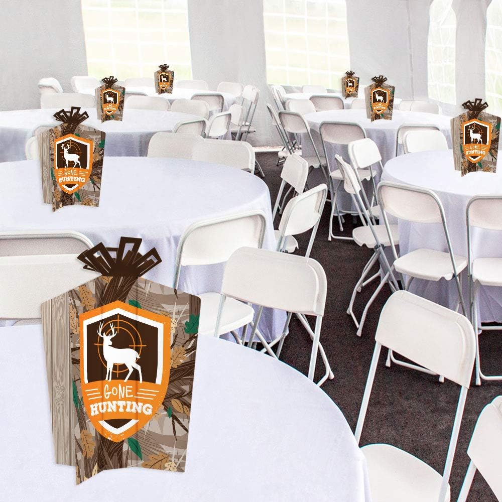 Big Dot of Happiness Gone Hunting – Decoraciones de mesa – Centros de mesa plegables y acampanados para baby shower de caza de ciervos o fiesta de