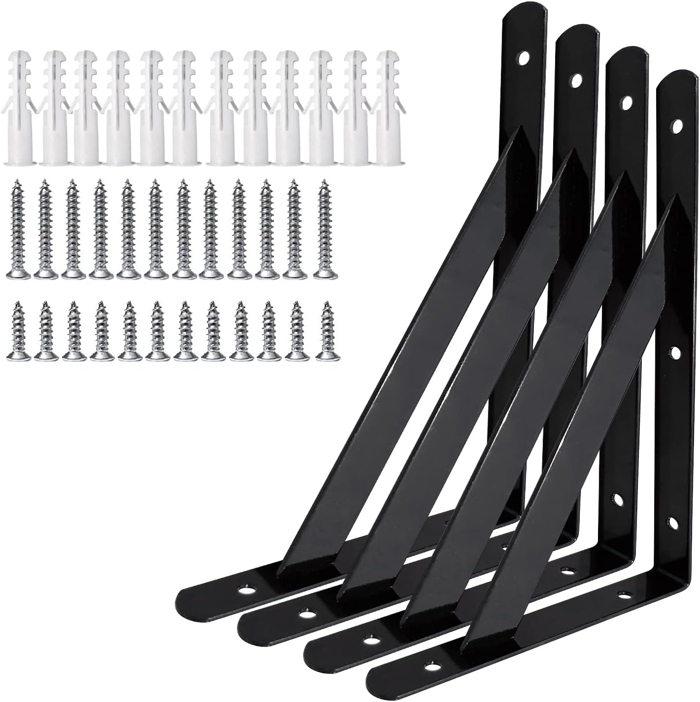 Soportes de estante de 16 x 10 pulgadas, soportes de estante resistentes de 4, 6, 8, 10, 12, 16, 20 pulgadas, soportes en L resistentes para