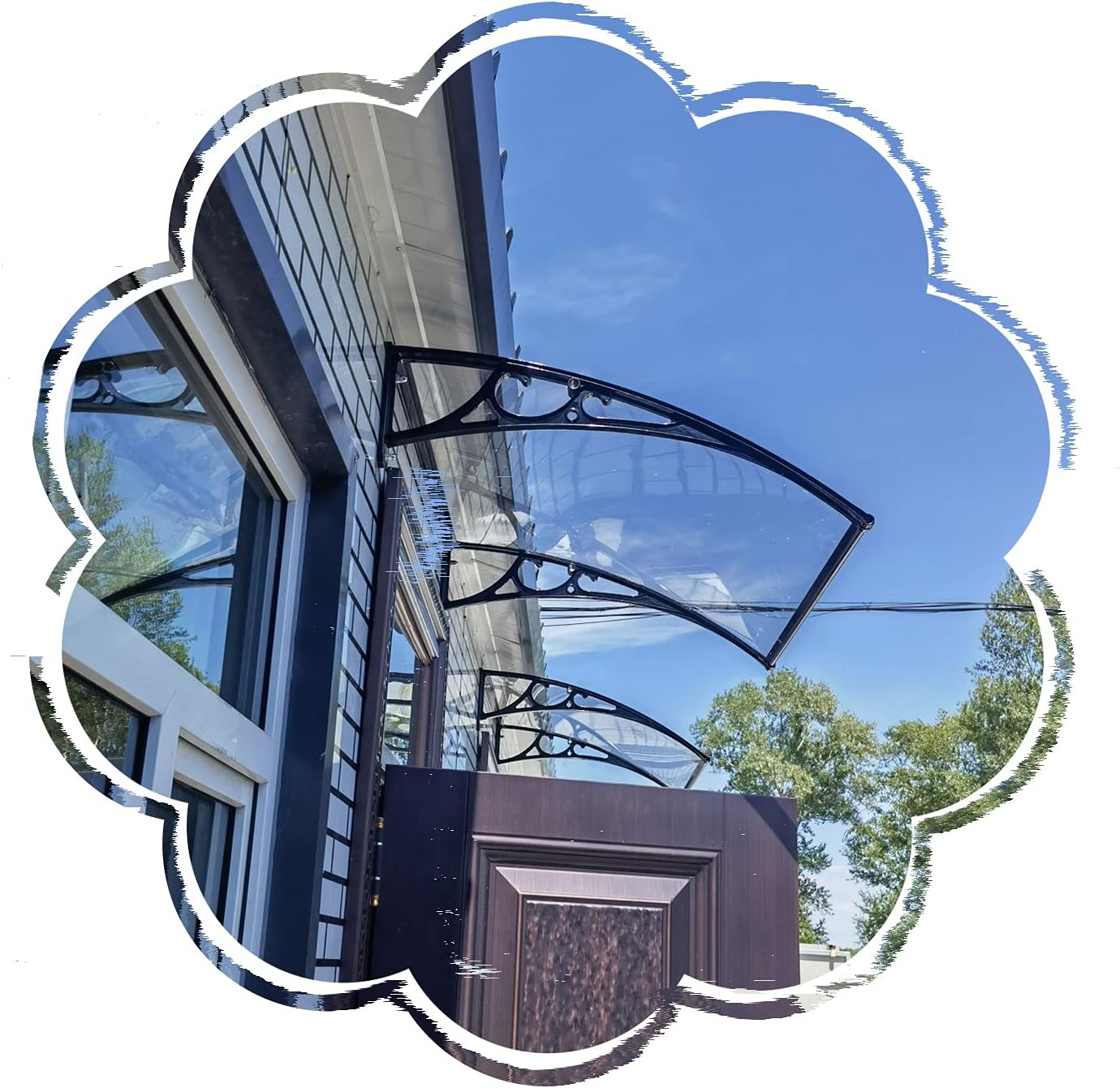 Toldo para ventana de patio o puerta delantera, toldo de jardín o porche trasero, toldo de jardín para ventana curvada, cubierta de policarbonato