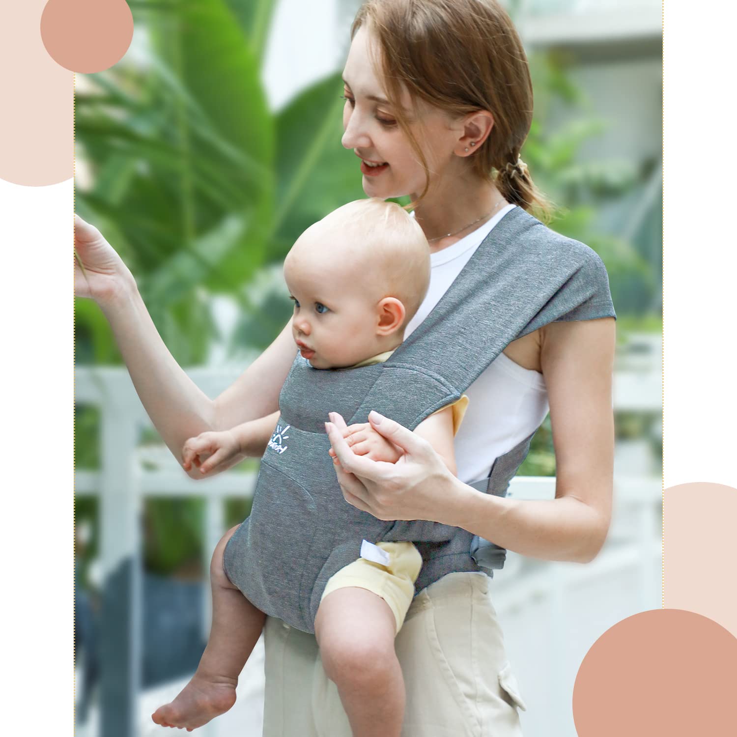 MOMTORY Portabebés mejorado para recién nacidos, acogedor portabebés (7-25 libras), con gancho y bucle para ajustarse fácilmente, tela suave, gris