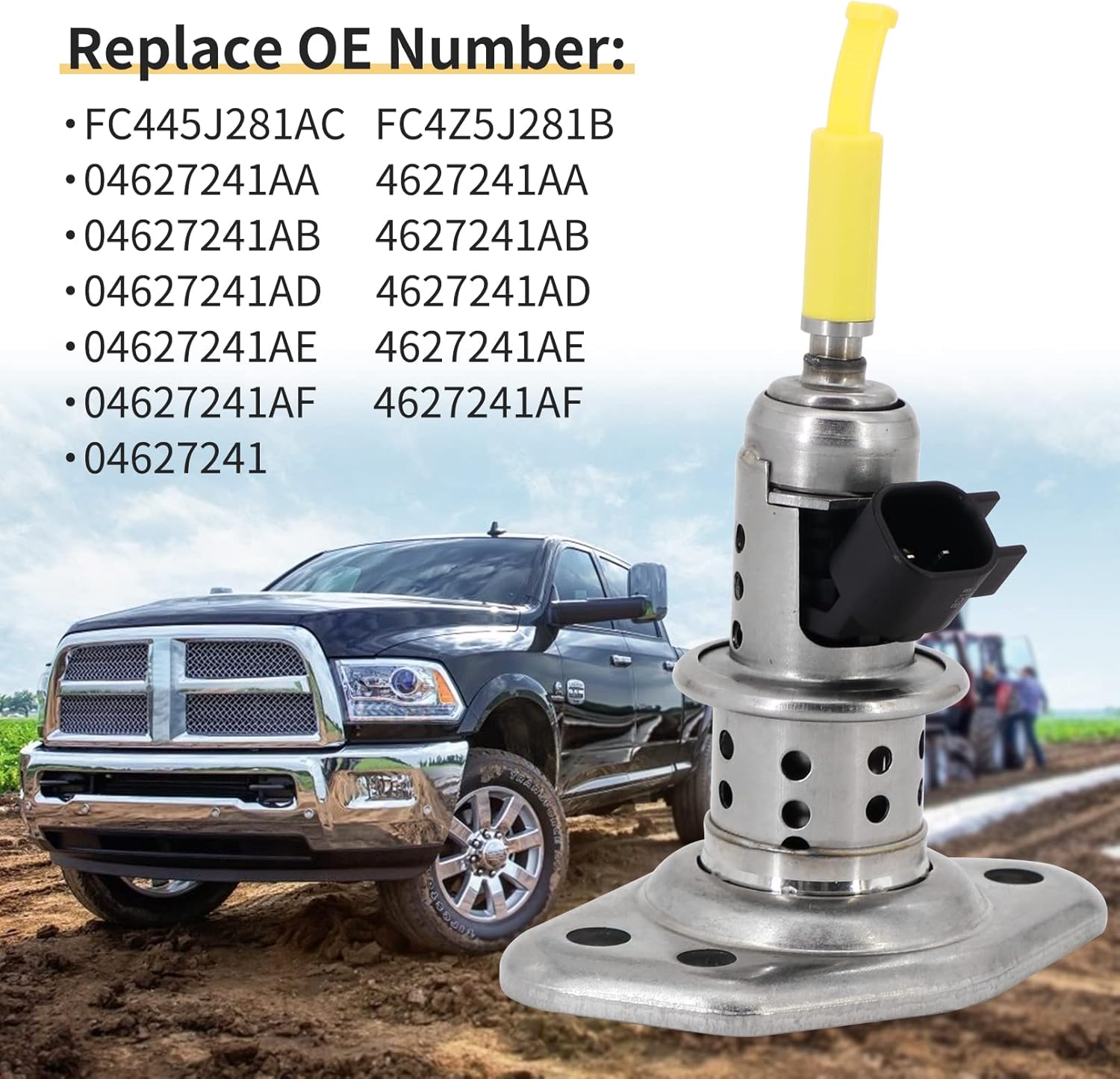 Inyector de líquido de escape diésel 04627241AF compatible con Dodge Ram 6.7L 2013 2014 2015 2016 2017 2018 2019 2020, reemplaza 04627241,