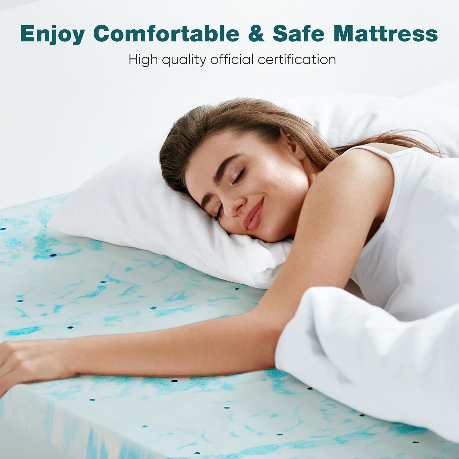SMUG Cubrecolchón de espuma viscoelástica, 3 pulgadas de grosor con infusión de gel para cama matrimonial, sofá cama, caravana, caravana,