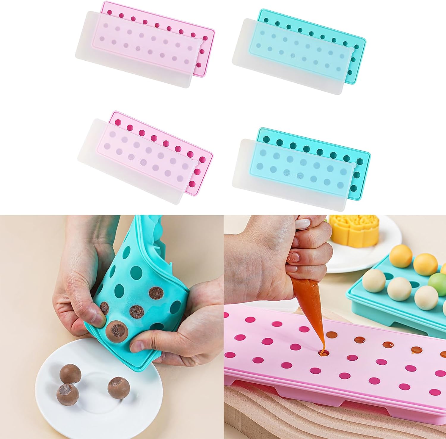Molde de bandeja para cubitos de hielo, molde de leche de flujo amarillo de llenado de corazón, molde de pastel de luna de fusión lenta, cubo de