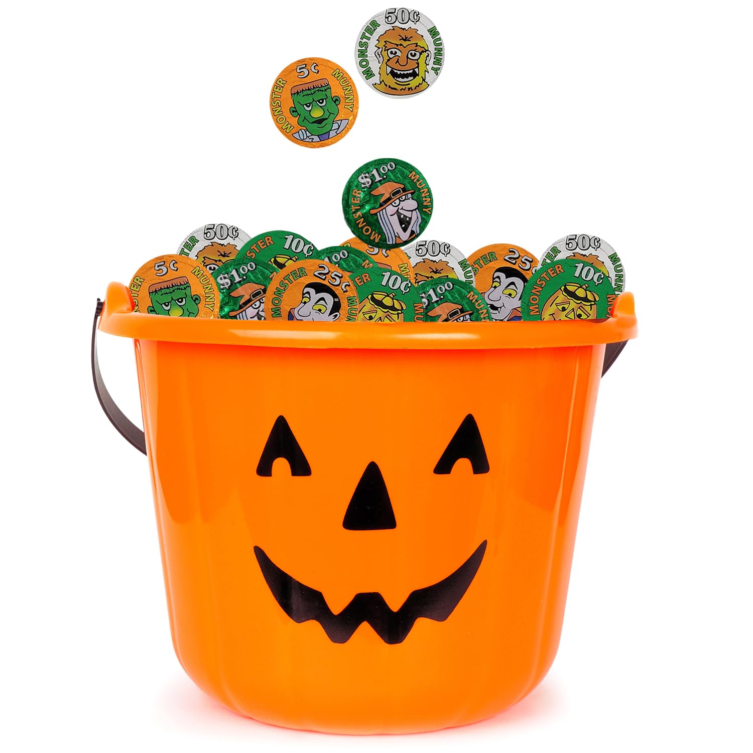 Fruidles Monedas de dinero de monstruo de Halloween, rellenos de bolsas de fiesta de dulce o truco, envueltas individualmente en hojas de diseño de
