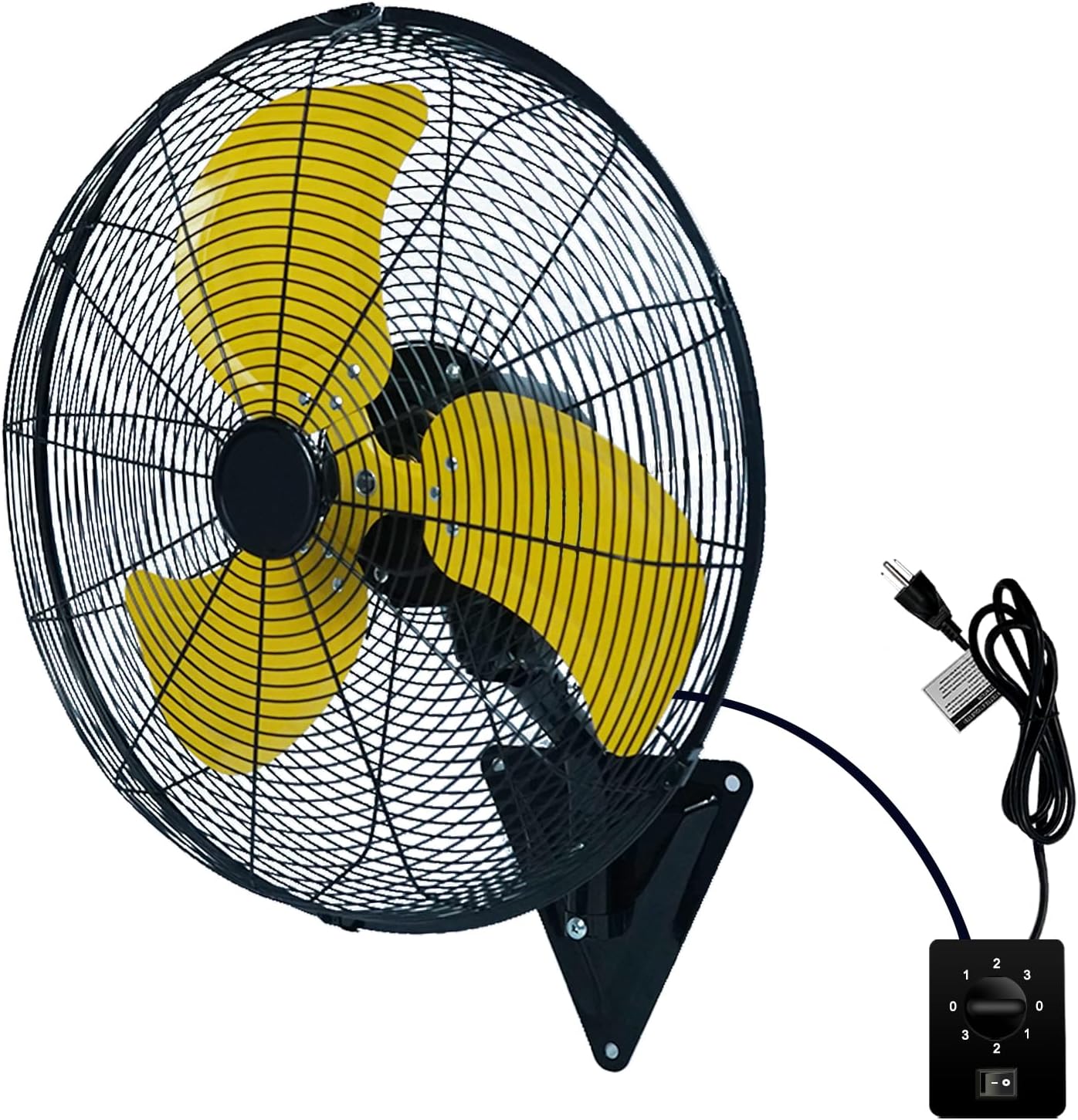 Ventilador de montaje en pared, ventilador de pared oscilante de 20 pulgadas con 7000 CFM, 3 velocidades, ventilador industrial de alta velocidad