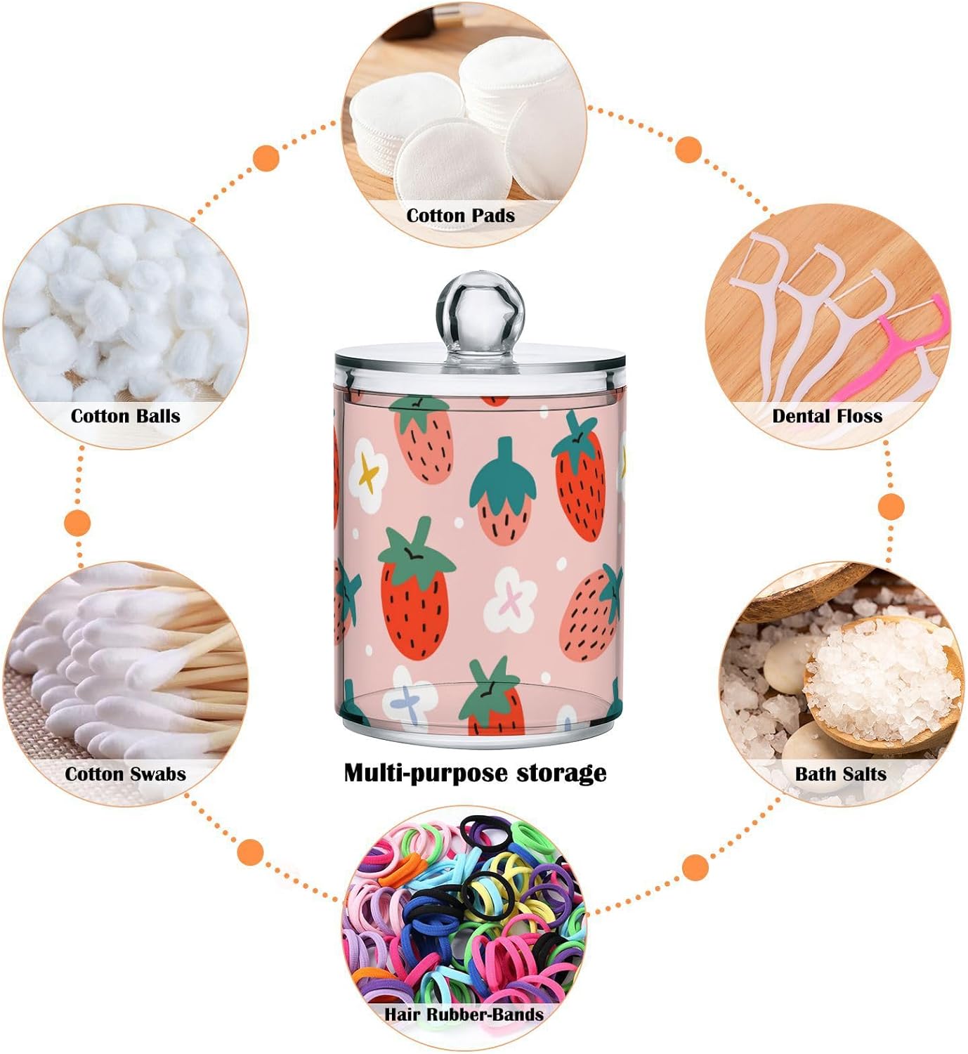 ZOEO Juego de 2 recipientes para baño, con diseño de bayas de verano, fresas, de plástico transparente, dispensador de tarros de almacenamiento de