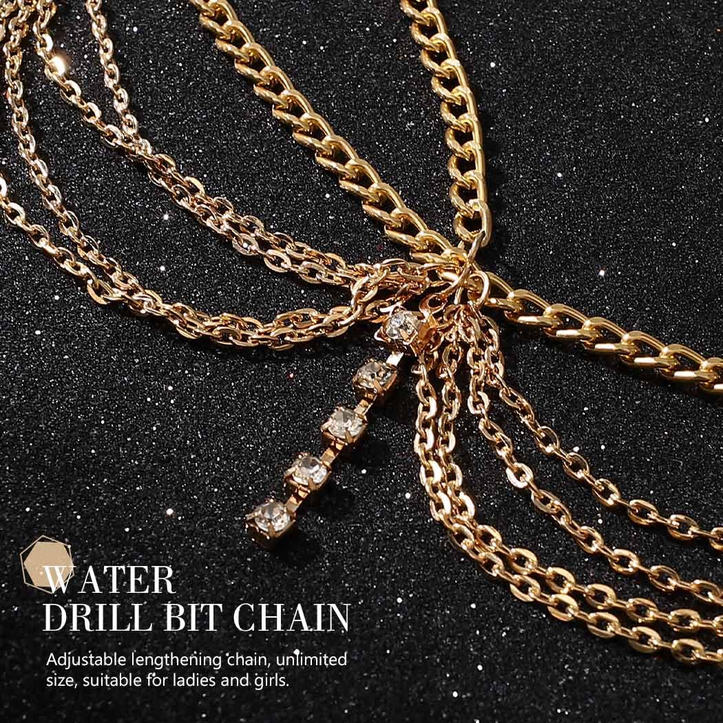 Catery Cadena de pelo de oro para novia, diadema con borlas bohemias para la cabeza, cadena de diamantes de imitación, joyería para el cabello,