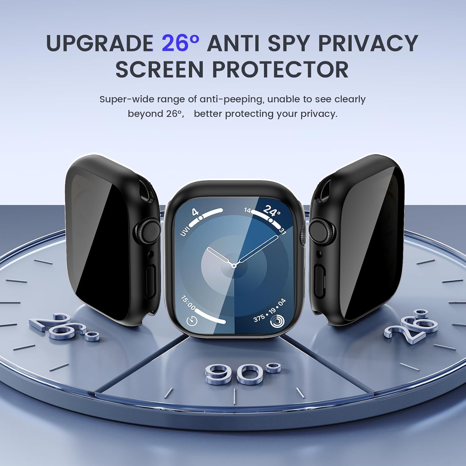 Goton Funda impermeable de privacidad compatible con Apple Watch protector de pantalla de 1.811 in, 1.654 in, 1.772 in, 1.732 in, 1.614 in, 1.575