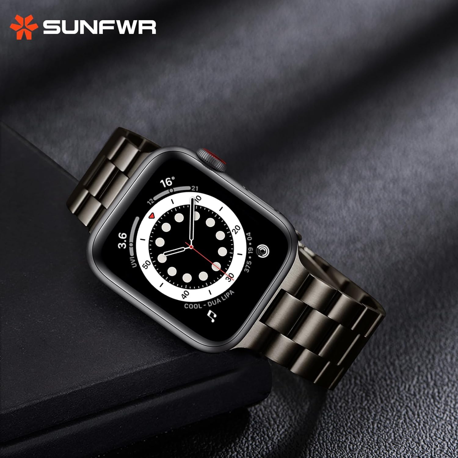 SUNFWR Compatible con Apple Watch Band de 1.614 pulgadas, 1.575 pulgadas, 1.496 pulgadas, para mujeres y hombres, correa de metal de acero