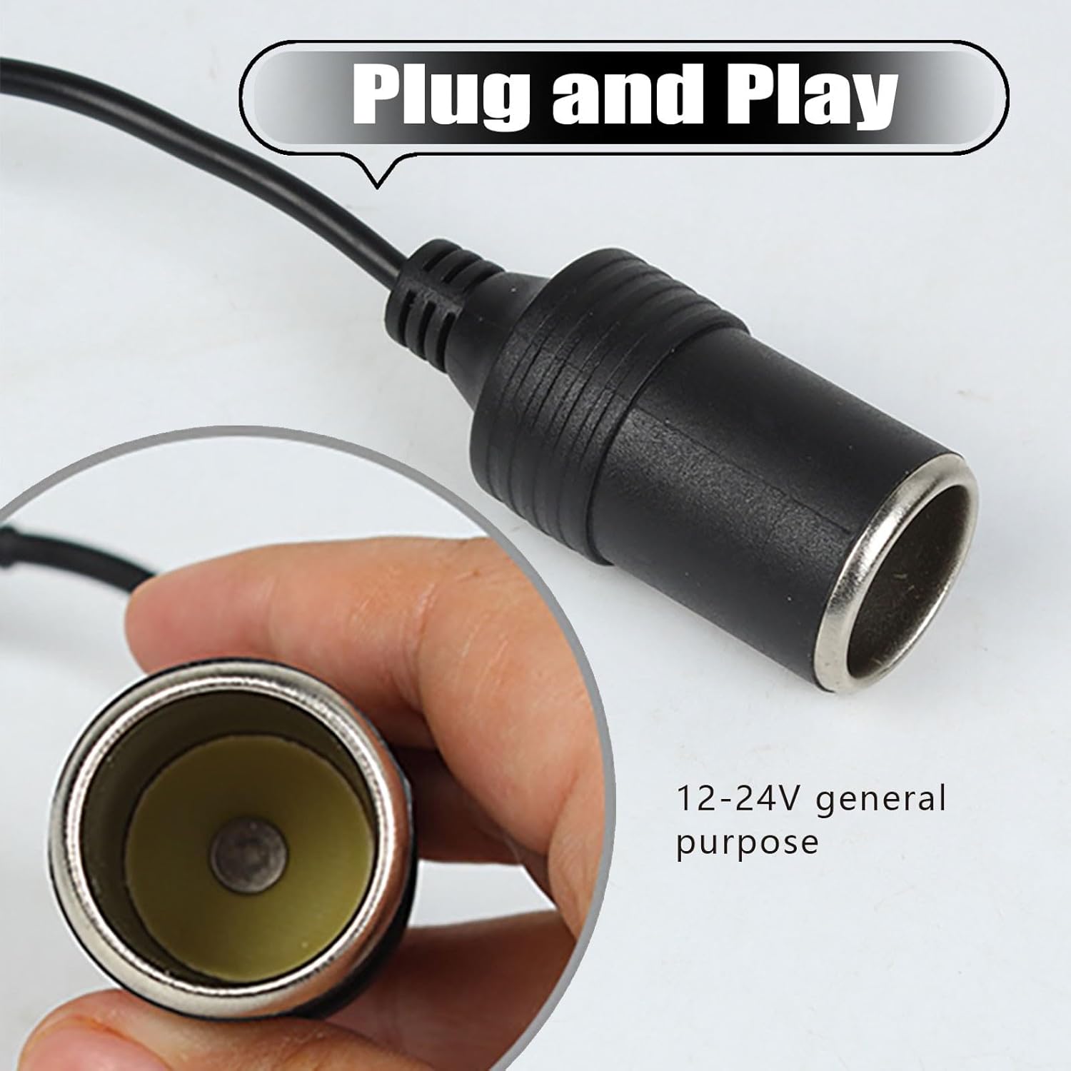 1 cable USB para automóvil, adaptador convertidor hembra de encendedor de cigarrillos de 5 V a 12 V, fuente de alimentación móvil conectada a la