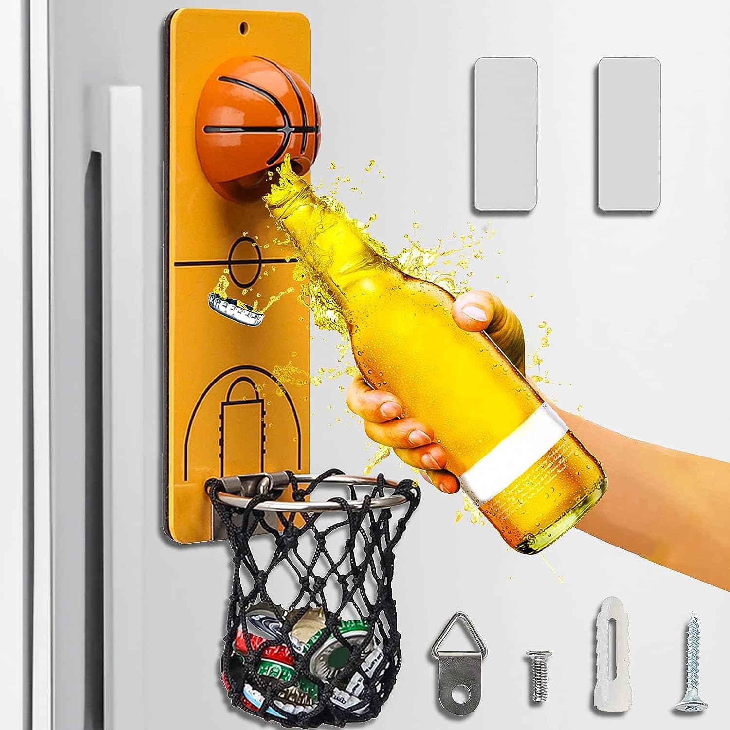 Abrebotellas magnético con receptor, abridor de botellas de cerveza de metal para montaje en pared de fútbol, ideas de regalo de cerveza novedosas