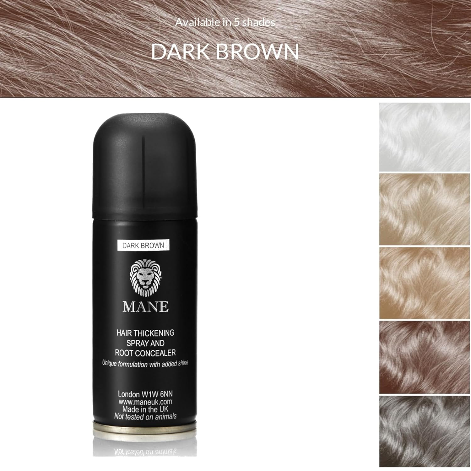 MANE Spray de fibra engrosadora del cabello (3.4 fl oz, marrón oscuro)