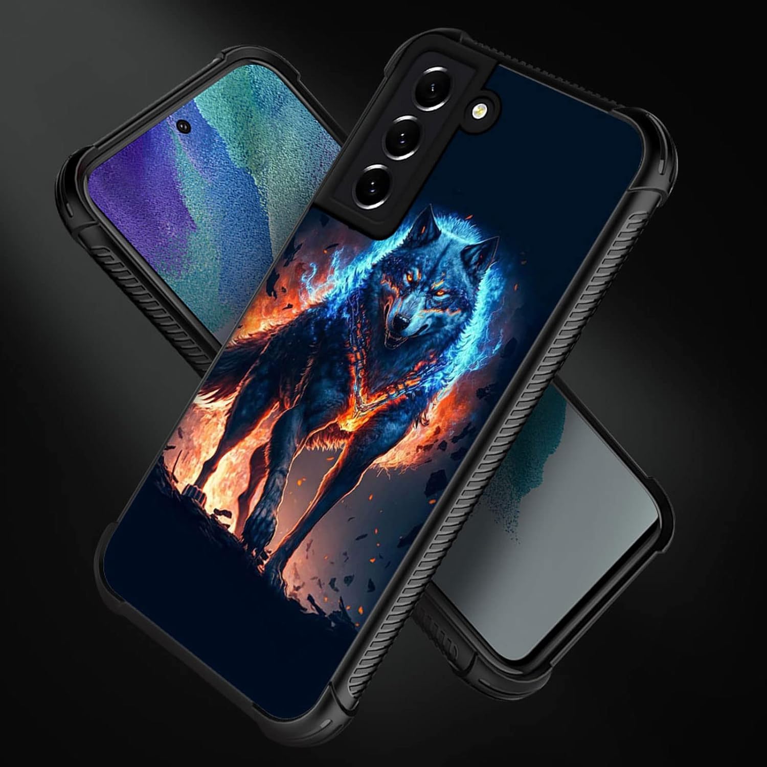 ZHEGAILIAN Funda compatible con Samsung Galaxy S22, diseño gráfico de lobo en el cielo, acrílico, a prueba de golpes, antiarañazos, funda rígida