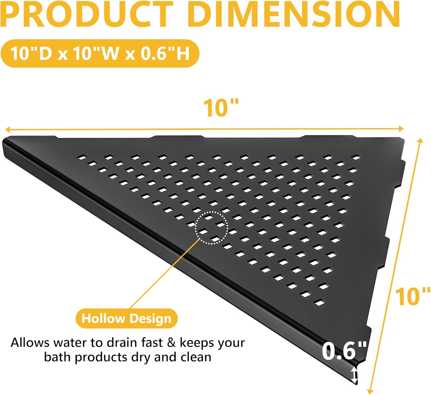 Neodrain Juego de 2 estantes esquineros de pared de color negro mate de 10 pulgadas, estantes de esquina flotantes para pared, estantes de