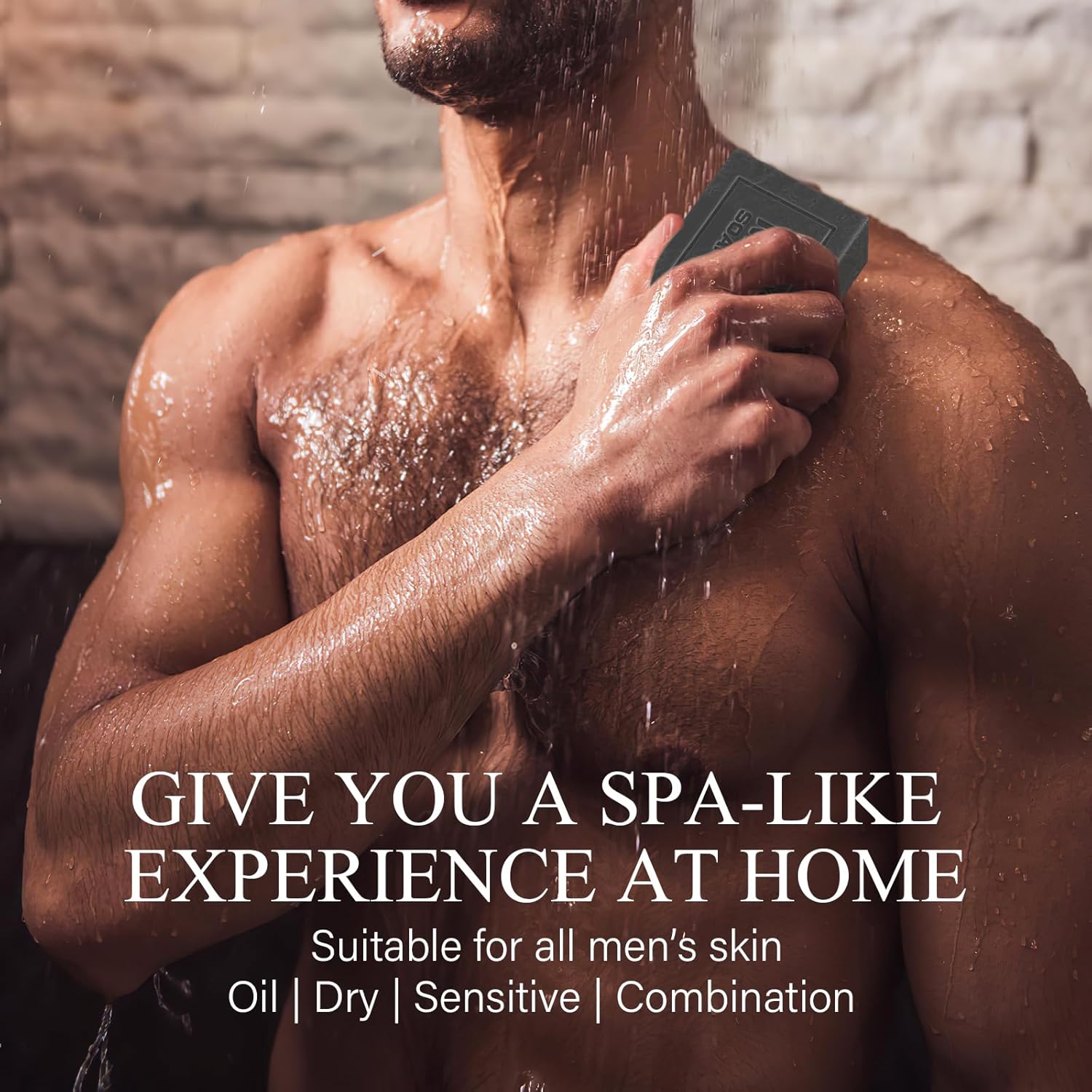 SHVYOG 4 jabones para hombre, jabón de barra para hombre, jabón natural para hombres, jabón exfoliante hecho a mano prensado en frío, limpieza