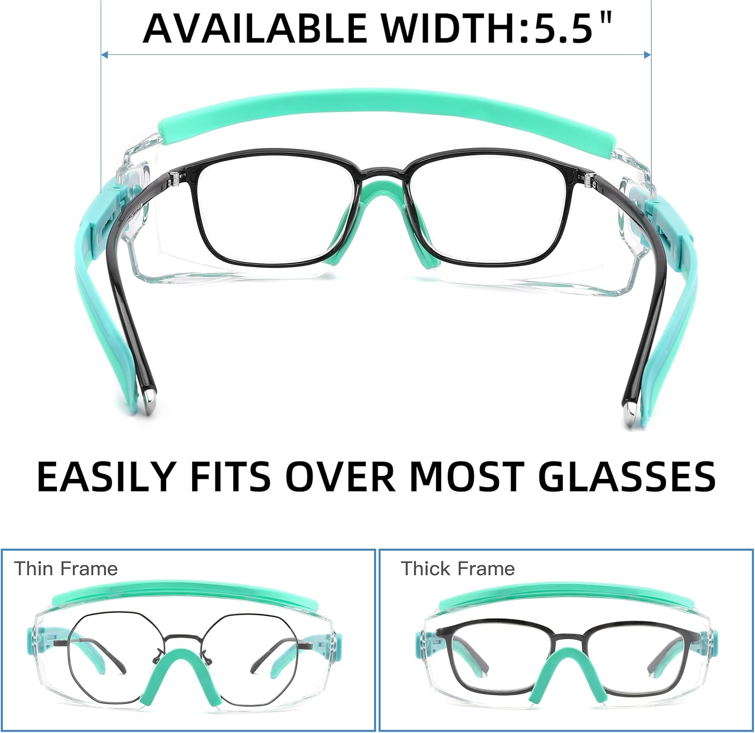 Gafas de seguridad sobre anteojos, anti niebla, gafas protectoras con marco ajustable para hombres y mujeres