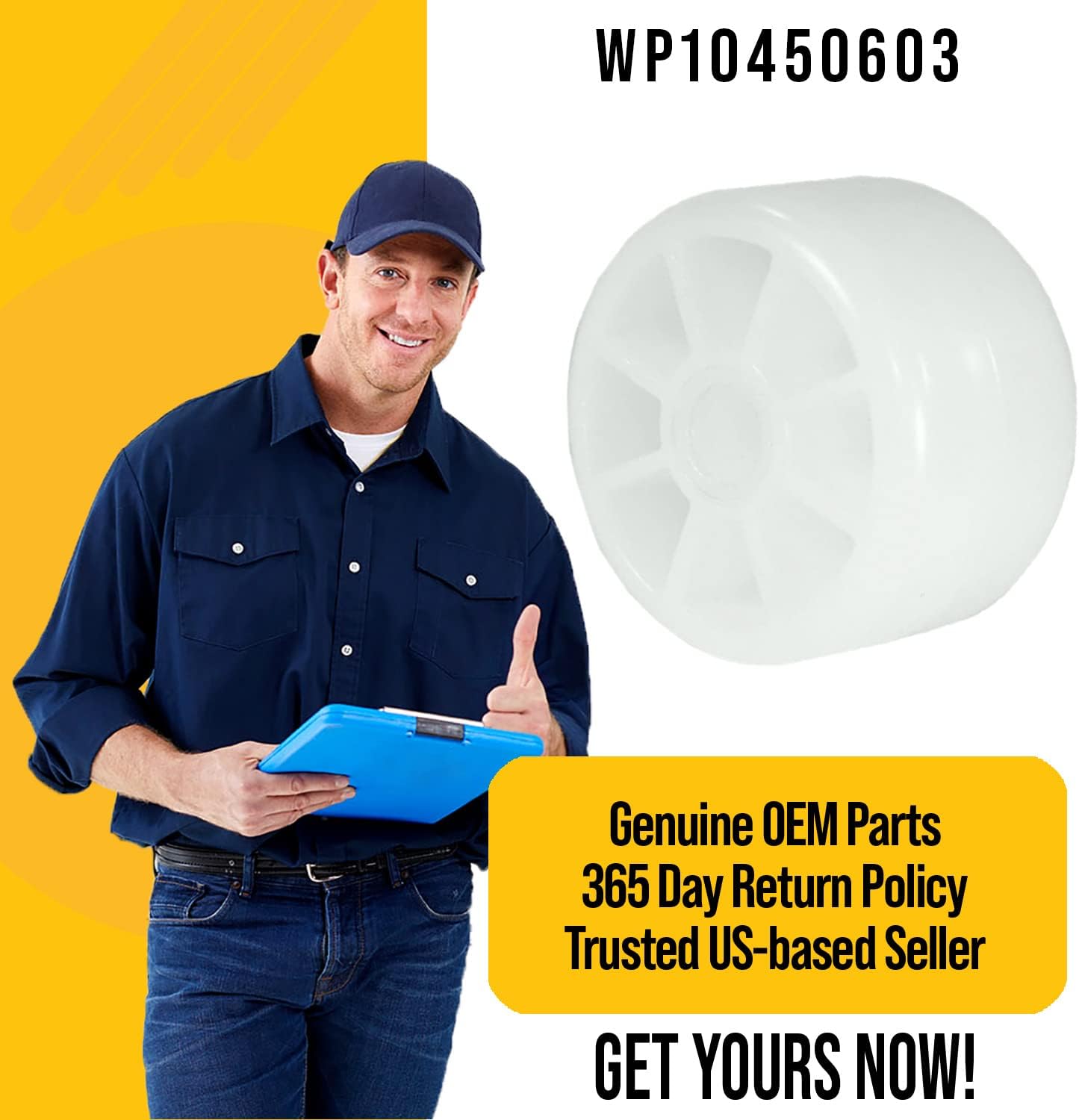 Durable WP10450603 Reemplazo de rodillo para refrigerador  Compatible con Whirlpool Amana Kenmore Maytag  Sustituye a AP6005220 M0520001 PS11738235