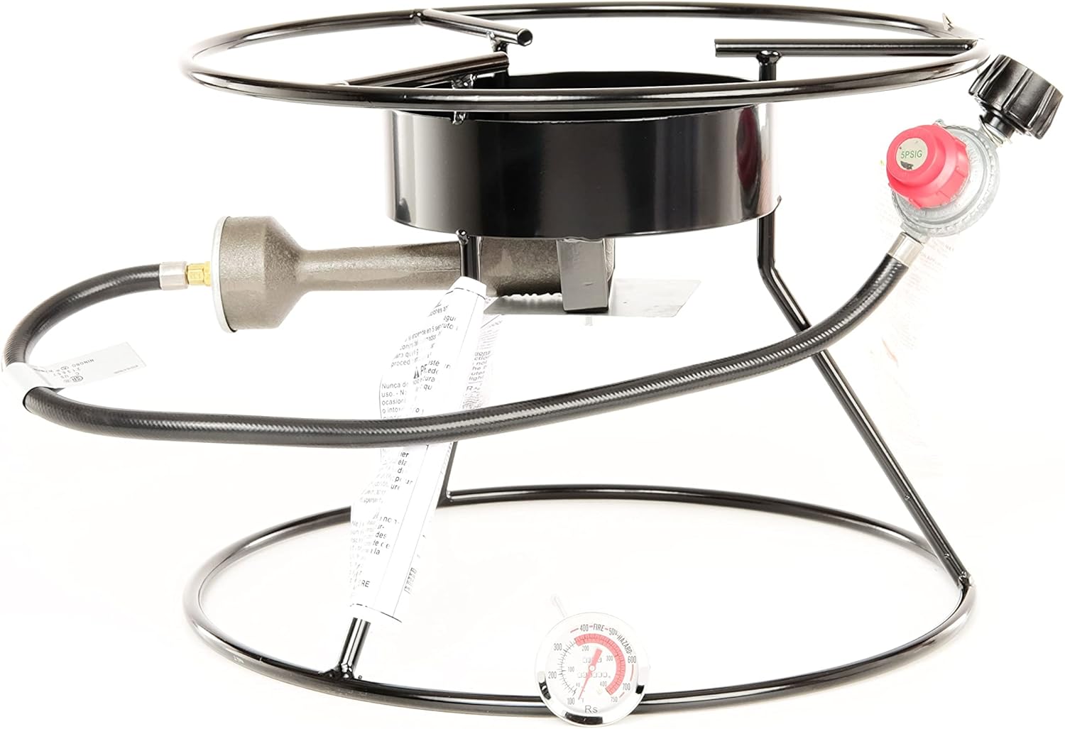 King Kooker 110-17PKTA – Olla portátil para exteriores con parrilla de propano de anillo superior de 17 pulgadas de diámetro, color negro