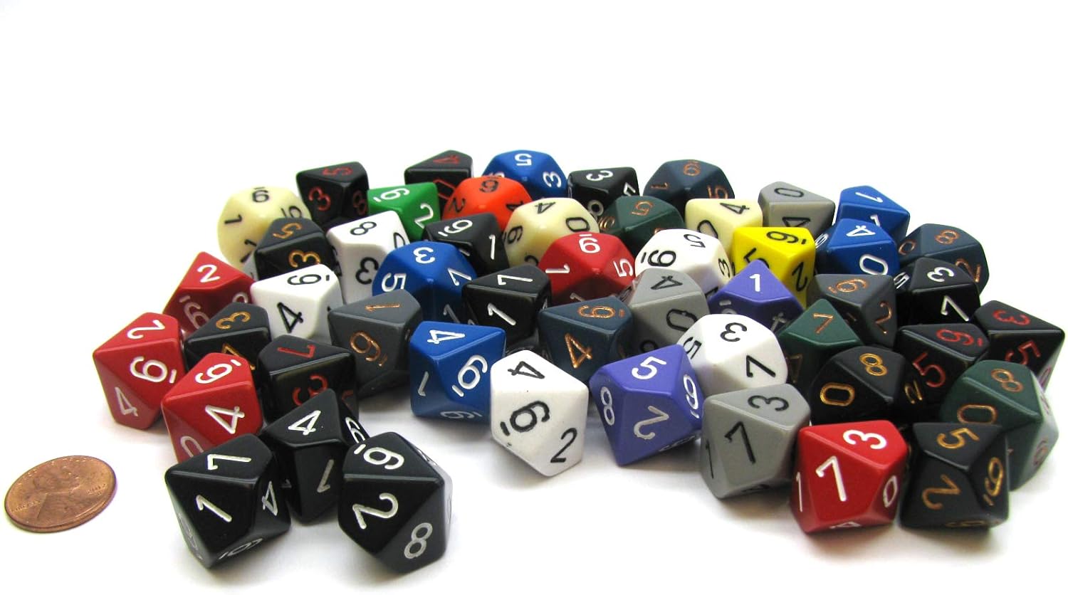 DND – Juego de dados Chessex D&D de 0.630 in, juego de dados poliédricos de plástico opaco surtidos, dados de mazmorras y dragones, incluye 50 dados