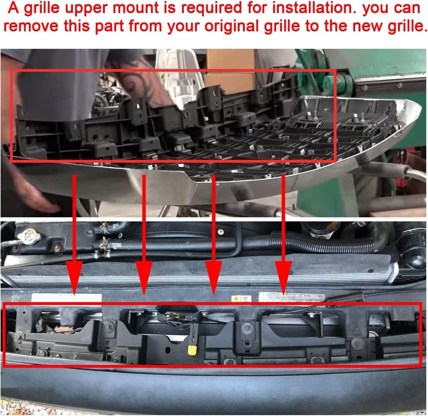 ECOTRIC Parrilla del radiador delantero y soporte superior compatible con Ford F250 F350 F450 F550 Super Duty 2011-2016