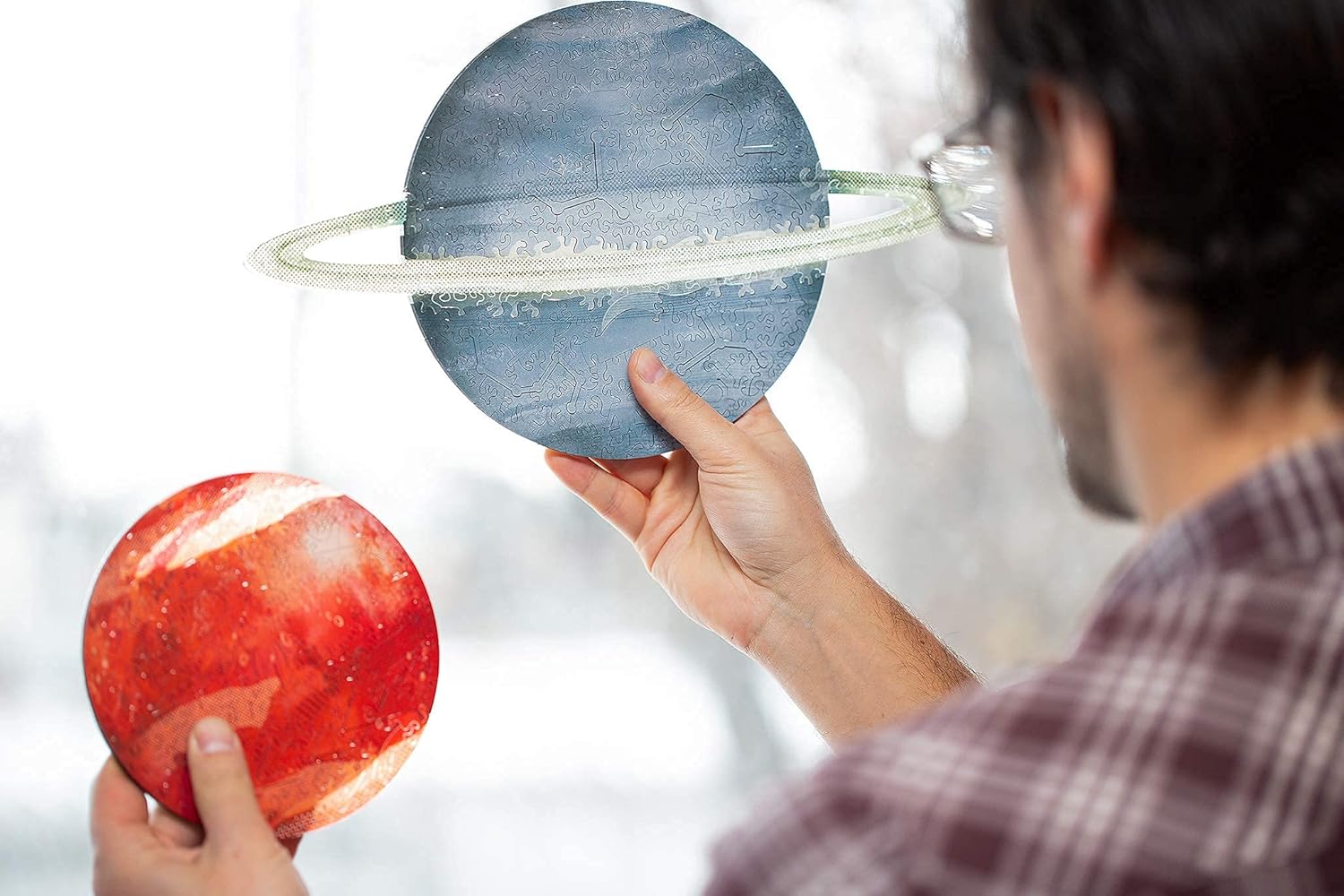 Rompecabezas de madera para adultos, rompecabezas únicos de madera cortada con láser, rompecabezas de galaxia de Urano, ideal como regalo y juegos