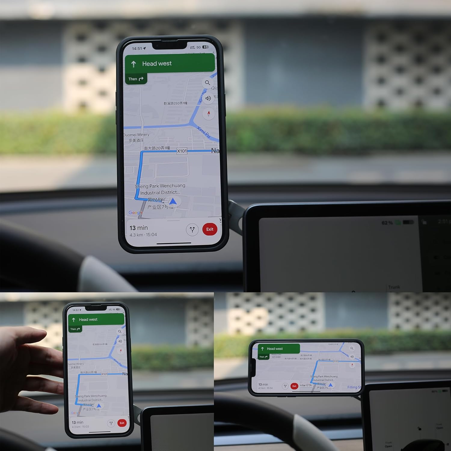 Soporte plegable para teléfono de coche para Tesla Modelo 3SXY Pantalla de navegación compatible con iPhone Samsung Teléfonos celulares Accesorios