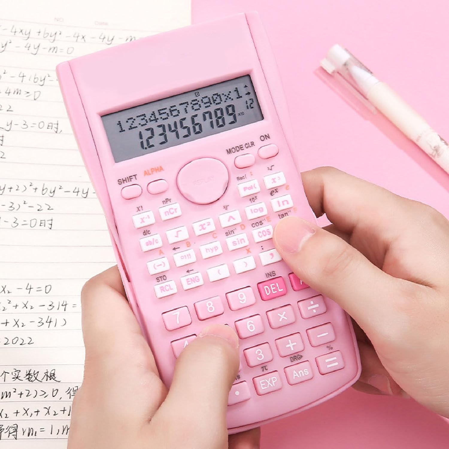 Calculadoras científicas, calculadora rosa multifuncional de 12 dígitos para estudiantes, profesores, profesionales de negocios, suministros