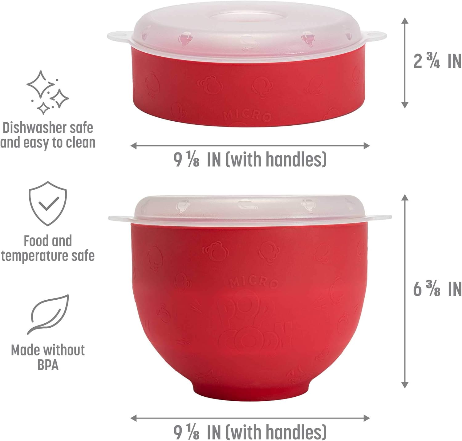Goodful Palomitas de maíz de silicona, plegable para hacer palomitas de maíz para microondas, cuenco hecho sin BPA, rojo