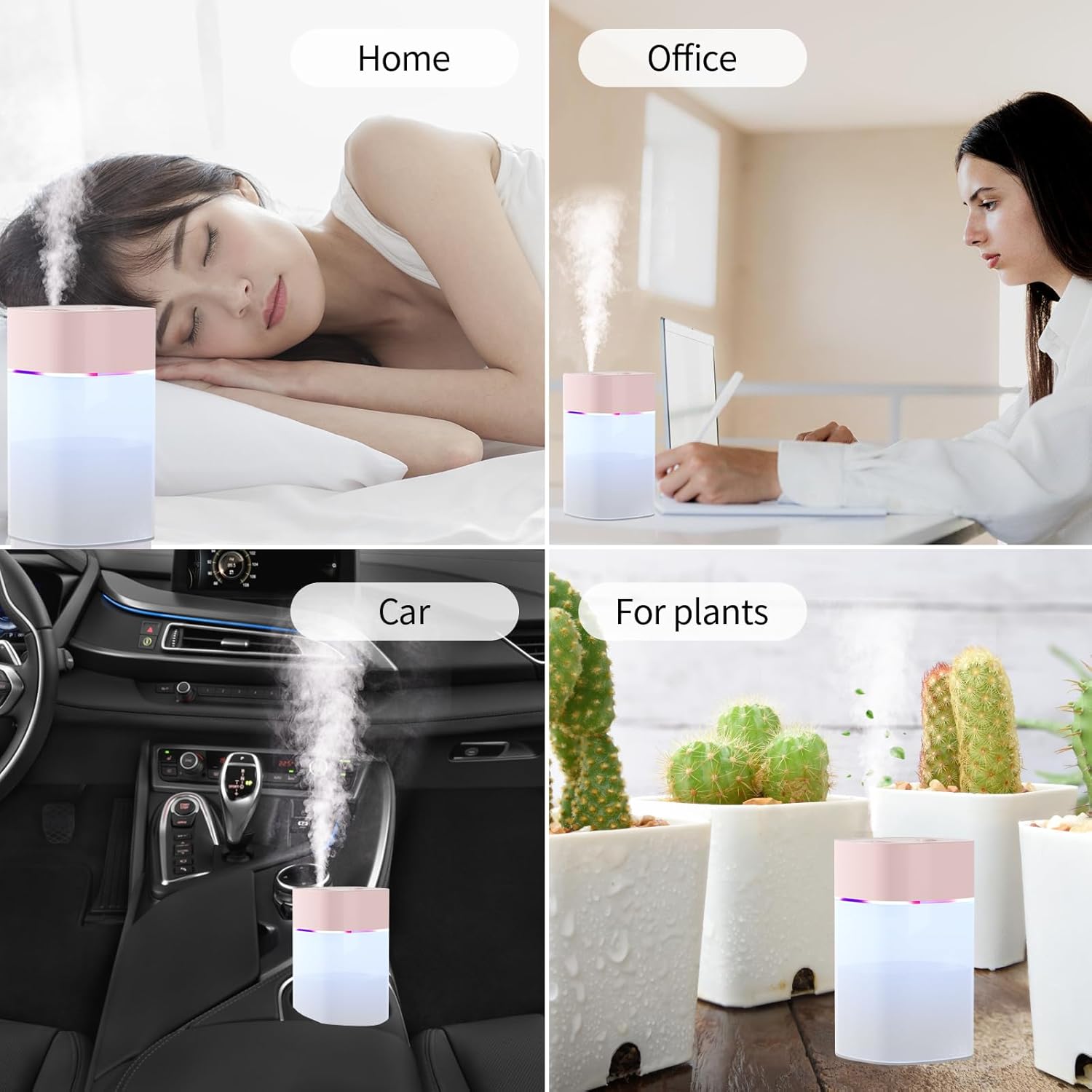 Humidificador pequeño, mini humidificador para plantas, humidificadores de niebla fría de 13.5 fl oz para dormitorio, humidificadores personales de