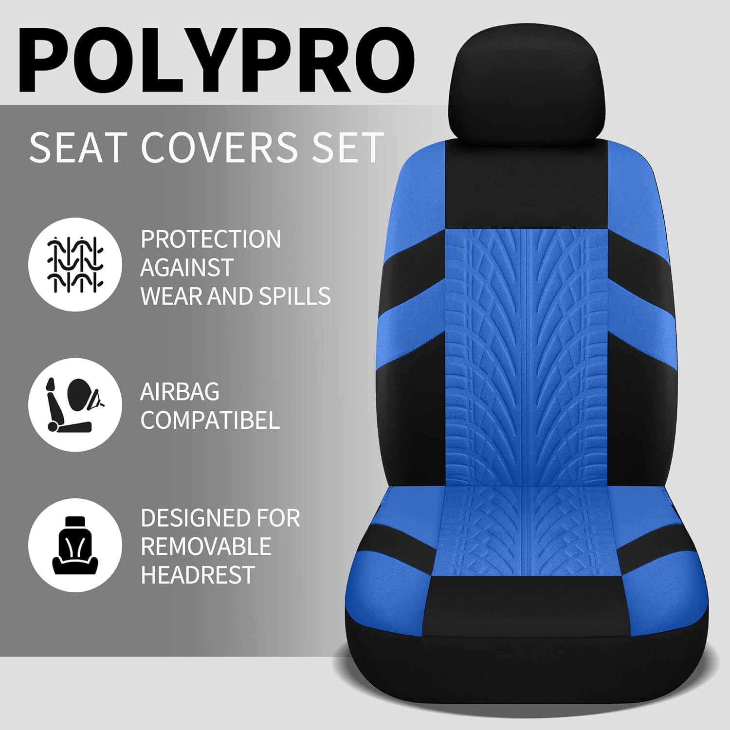Juego completo de fundas de asiento de automóvil, fundas de asiento delantero y fundas de asiento trasero dividido para automóvil, fundas