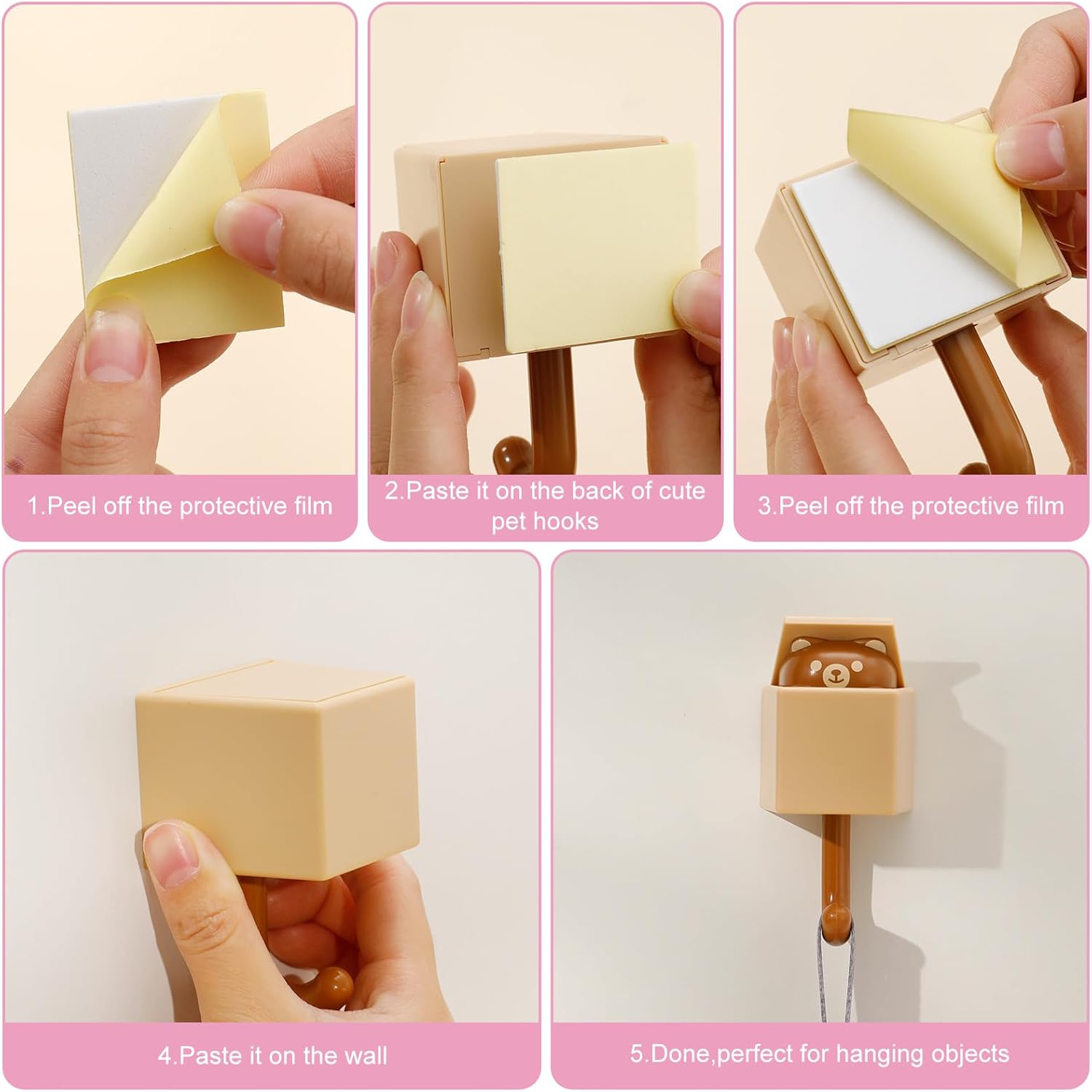 6 ganchos adhesivos creativos para abrigos, bonitos ganchos de pared para abrigos, sombreros, toallas, llaves, bolsas, ganchos adhesivos para