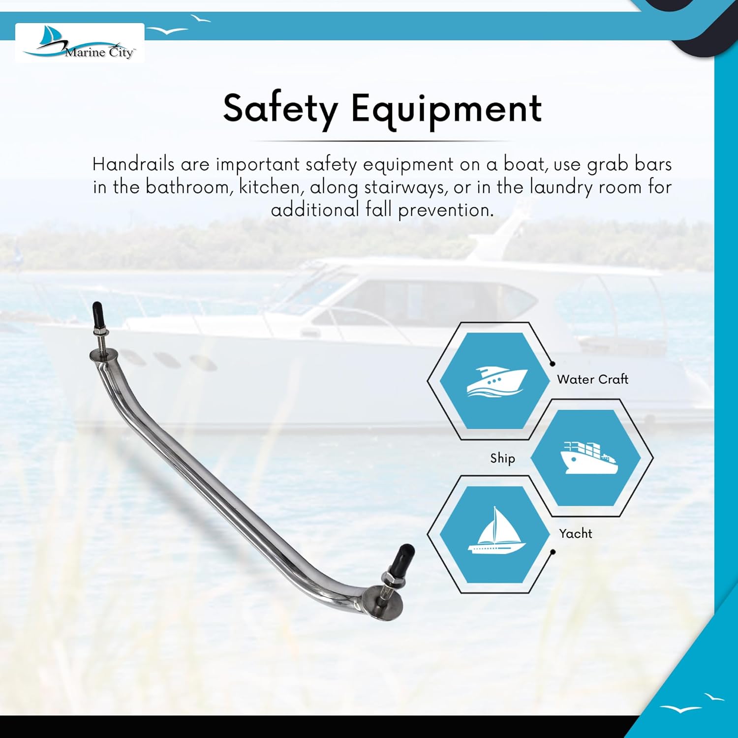 MARINE CITY Barandilla de acero inoxidable de grado 304 con pernos de doble extremo de 16 pulgadas para infantes de marina  barcos  yates  kayaks