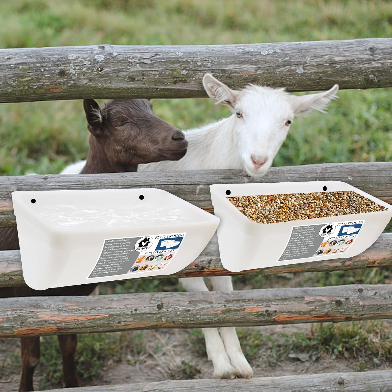 GIFANK Paquete de 4 comederos de pollo con clips, comederos de valla colgantes para cabras, patos, ovejas, lechones, caballo, pollo, ciervo, ganso,