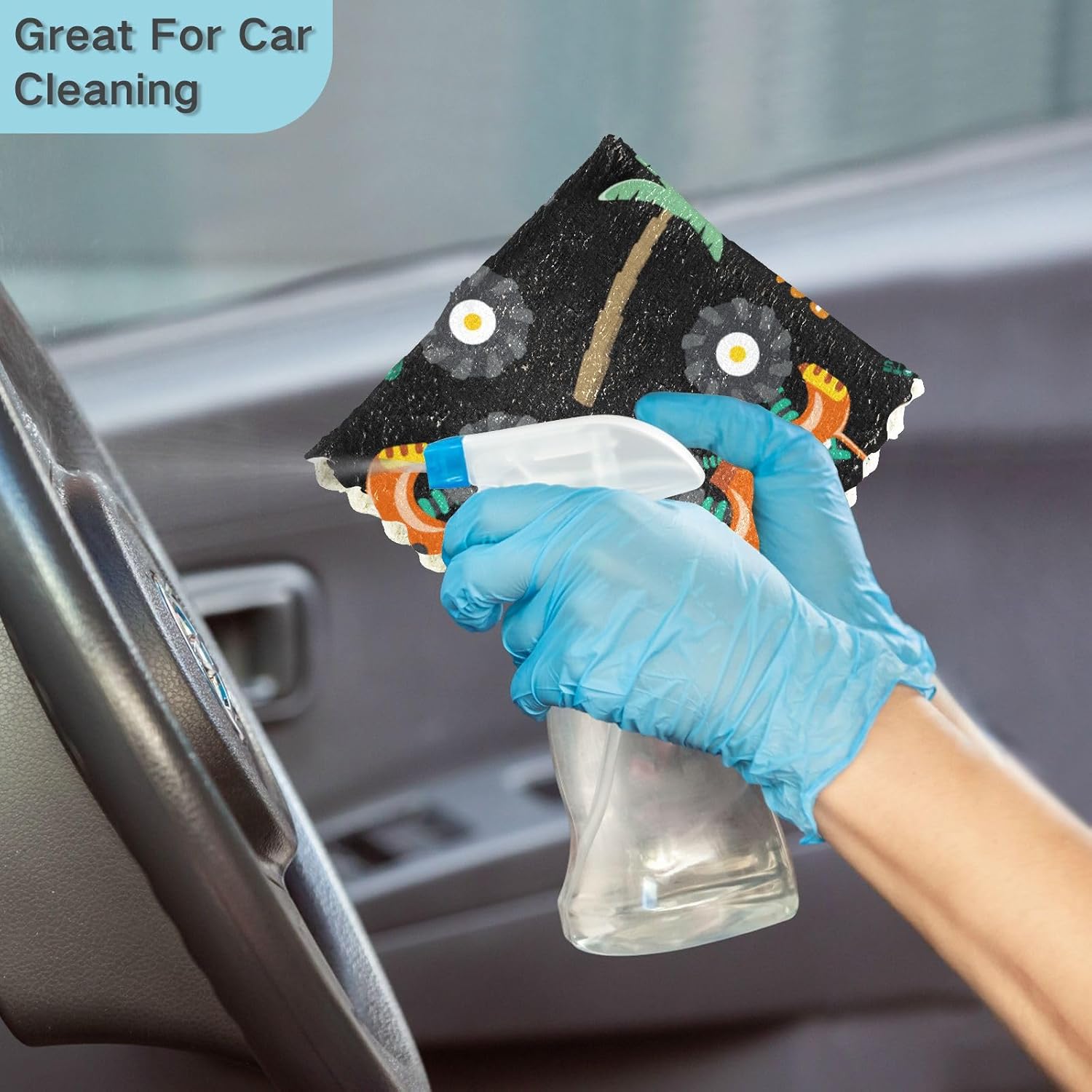 Funny Monster Animal Cars Cotton Print Kitchen Towels and Dishcloths Quick Dry Set of 6 Microfiber Absorbant Towel for Countertop Coffee