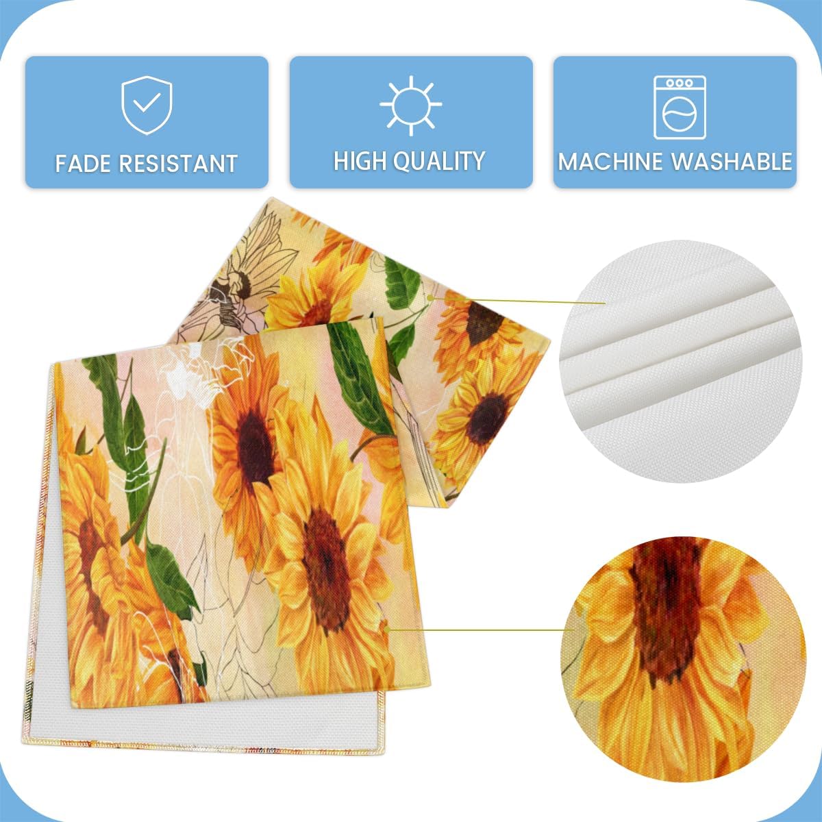 Table Runner Rustic Sunflowers, Rustic Linen Table Cloth for Farmhouse Kitchen, Dinner, Events, Party, Holiday Table Decor 13 x 120 Inches