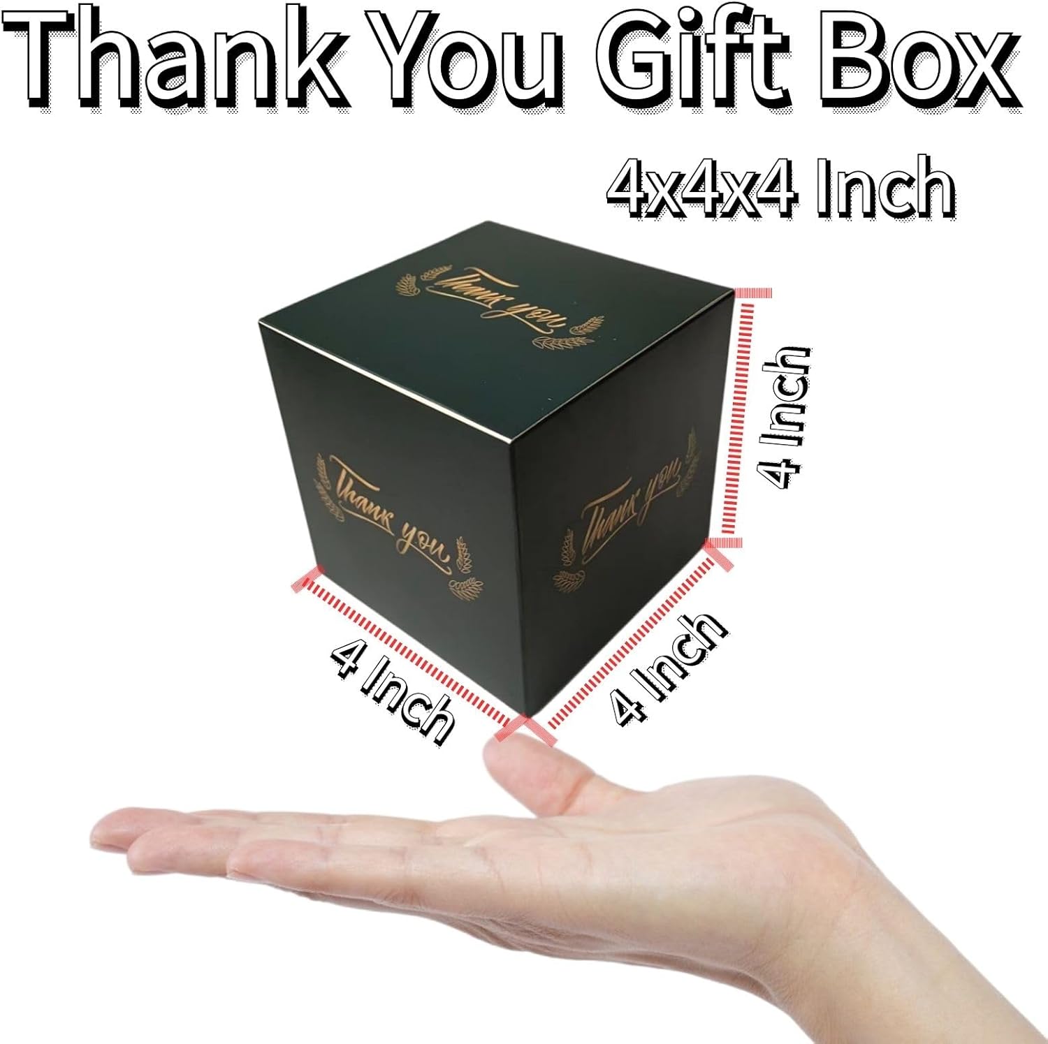 XCXGYCA 20 cajas de regalo de agradecimiento, cajas de cartón cuadrado negro para fiesta, 4 x 4 x 4 pulgadas, cada una para bodas, cumpleaños,