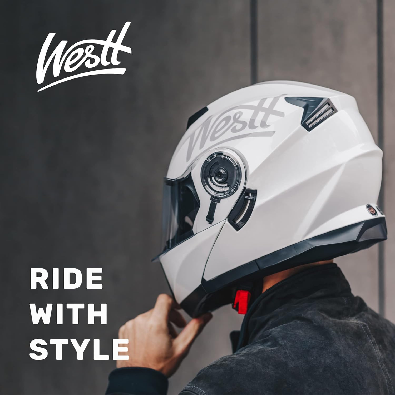 Westt Casco de motocicleta de cara abierta  Casco de motocross elevable con barbilla y doble visera  Casco ATV para adultos, motocicleta aprobado
