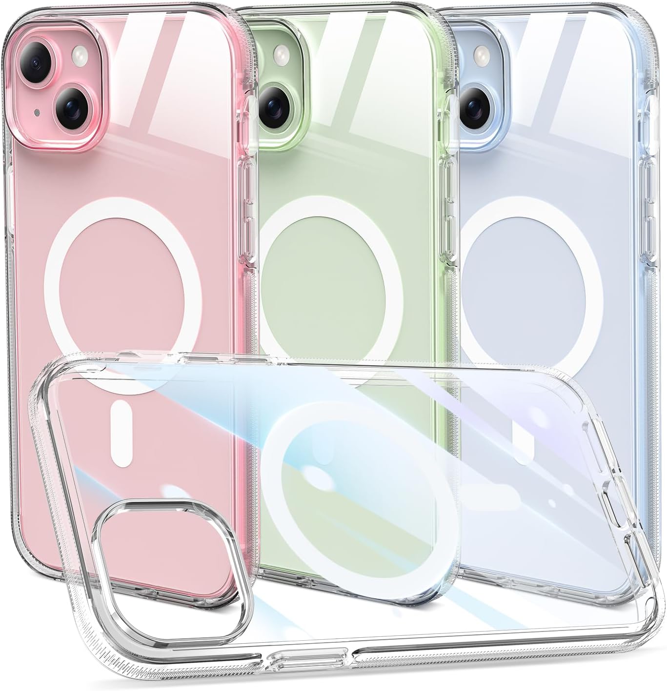 MILPROX Funda compatible con iPhone 15 Plus  Compatible con MagSafe  Diseño magnético transparente transparente  Antideslizante que no se amarillea