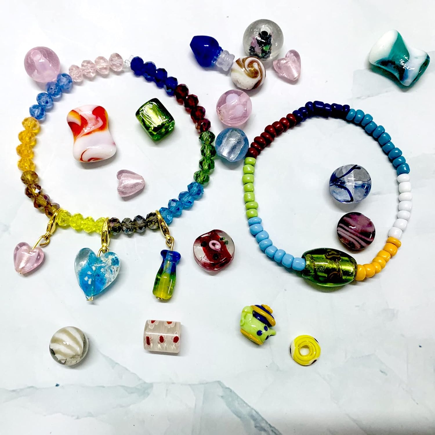 Cuentas de vidrio surtidas al azar (80 unidades) para la fabricación de joyas, formas mixtas y colores, cuentas sueltas para la mayoría de las