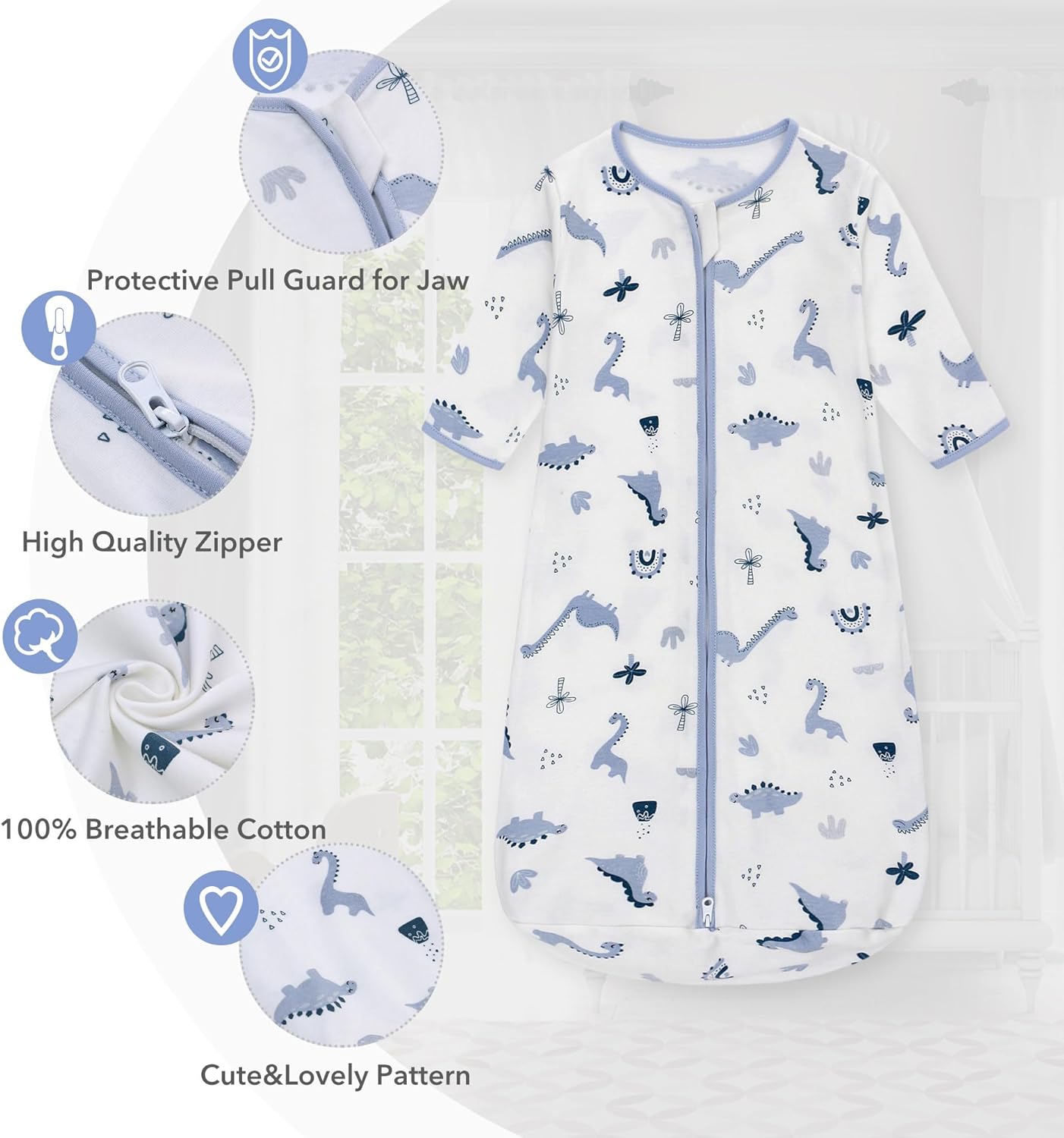 Saco de dormir para bebé, manta 100% algodón para bebé, saco de dormir de manga larga para niños pequeños de 0 a 18 meses