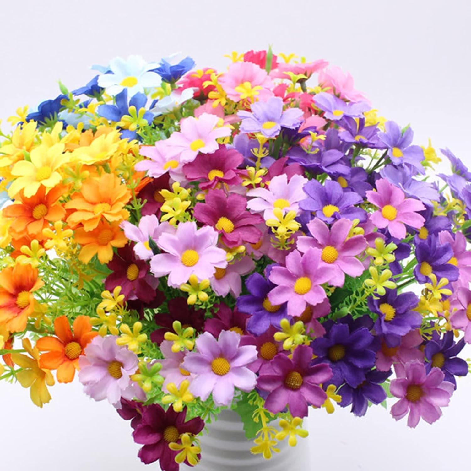 Flores artificiales de seda, margaritas falsas para interiores y exteriores, flores artificiales de margaritas silvestres, decoración exterior de