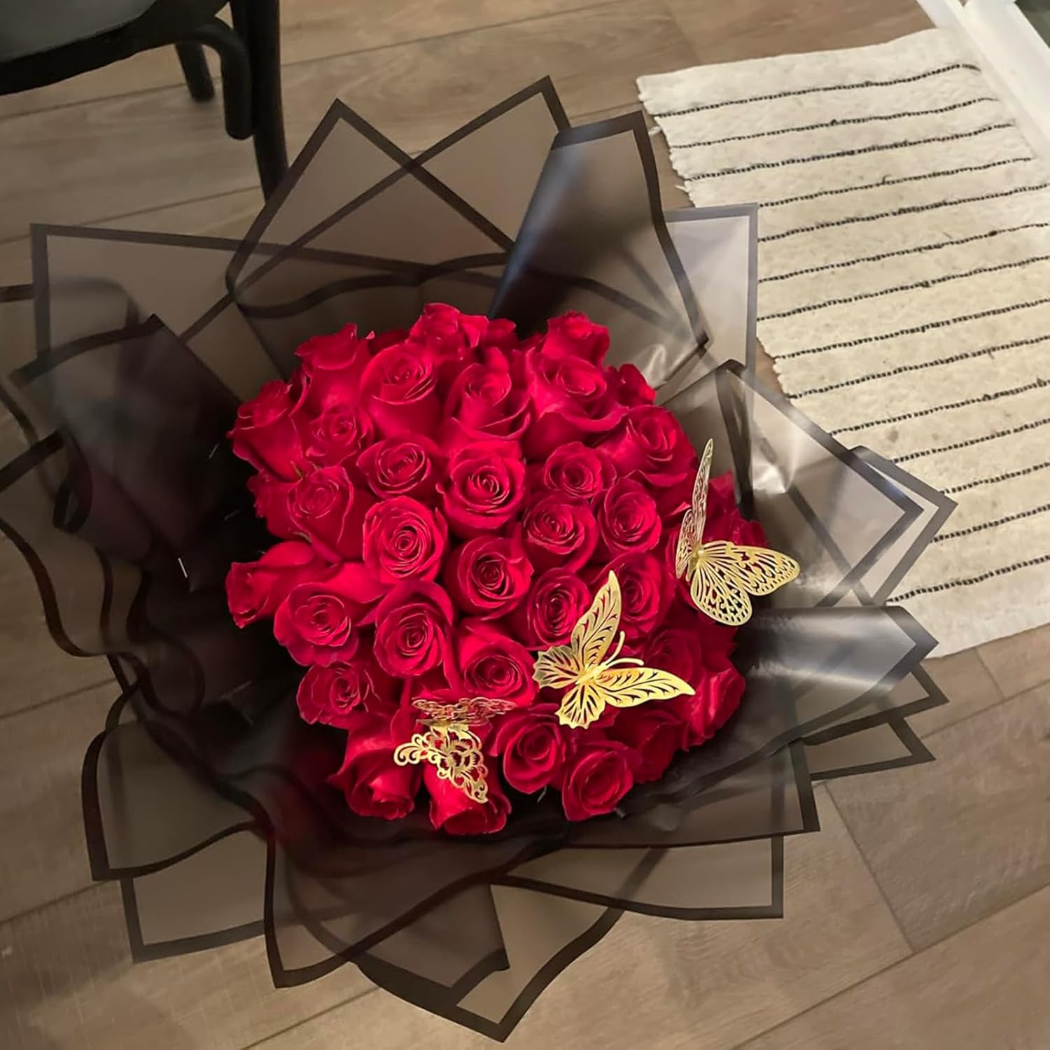 VOWOVOSDAY 20 piezas de papel de regalo de flores, papel de regalo de ramo de flores para el día de San Valentín, suministros de ramo de