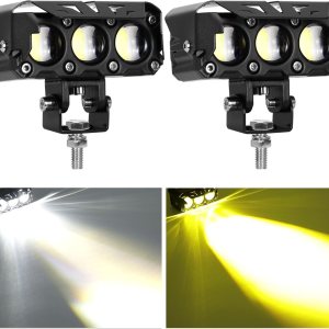 KAWELL Luz de conducción LED de 60 W, luz antiniebla auxiliar, foco LED, IP68, impermeable, doble color, luz de trabajo LED para motocicleta, KAWELL Luz de conducción LED de 60 W, luz antiniebla auxiliar, foco LED, IP68, impermeable, doble color, luz de trabajo LED para motocicleta,