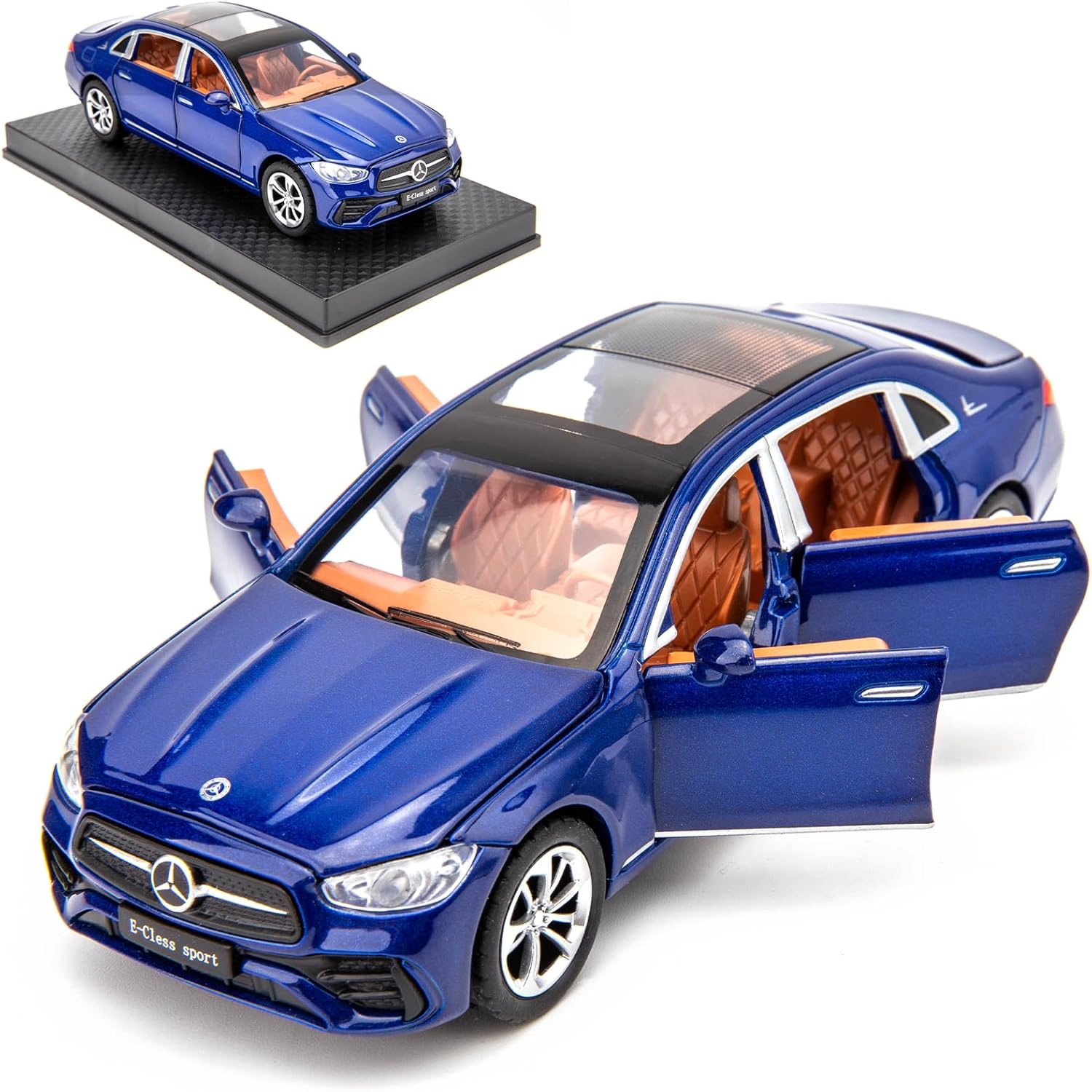 BDTCTK 132 compatible con el modelo Benz E300l modelo, auto de juguete coleccionable de aleación de zinc fundido a presión con sonido y luz para