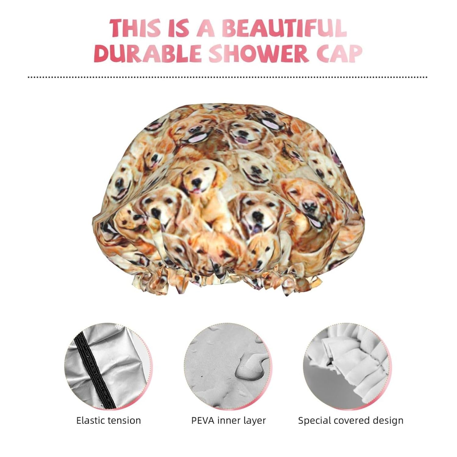Labrador Retriever – Gorro de ducha impermeable de doble capa, apto para todas las longitudes de cabello (10.6 x 4.3 pulgadas)