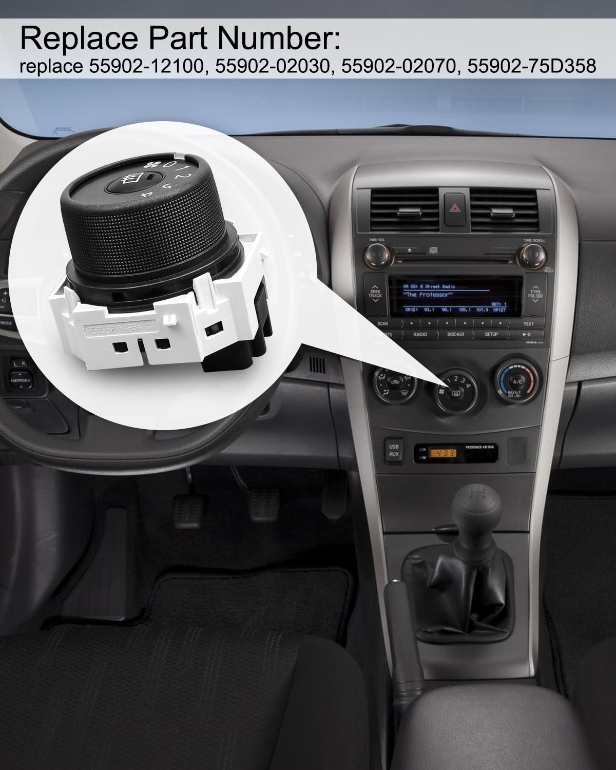 Interruptor de perilla del ventilador de CA HVAC Control de velocidad del viento para Toyota Corolla CE LE S XLE XRS L 2009 2010 2011 2012 2013
