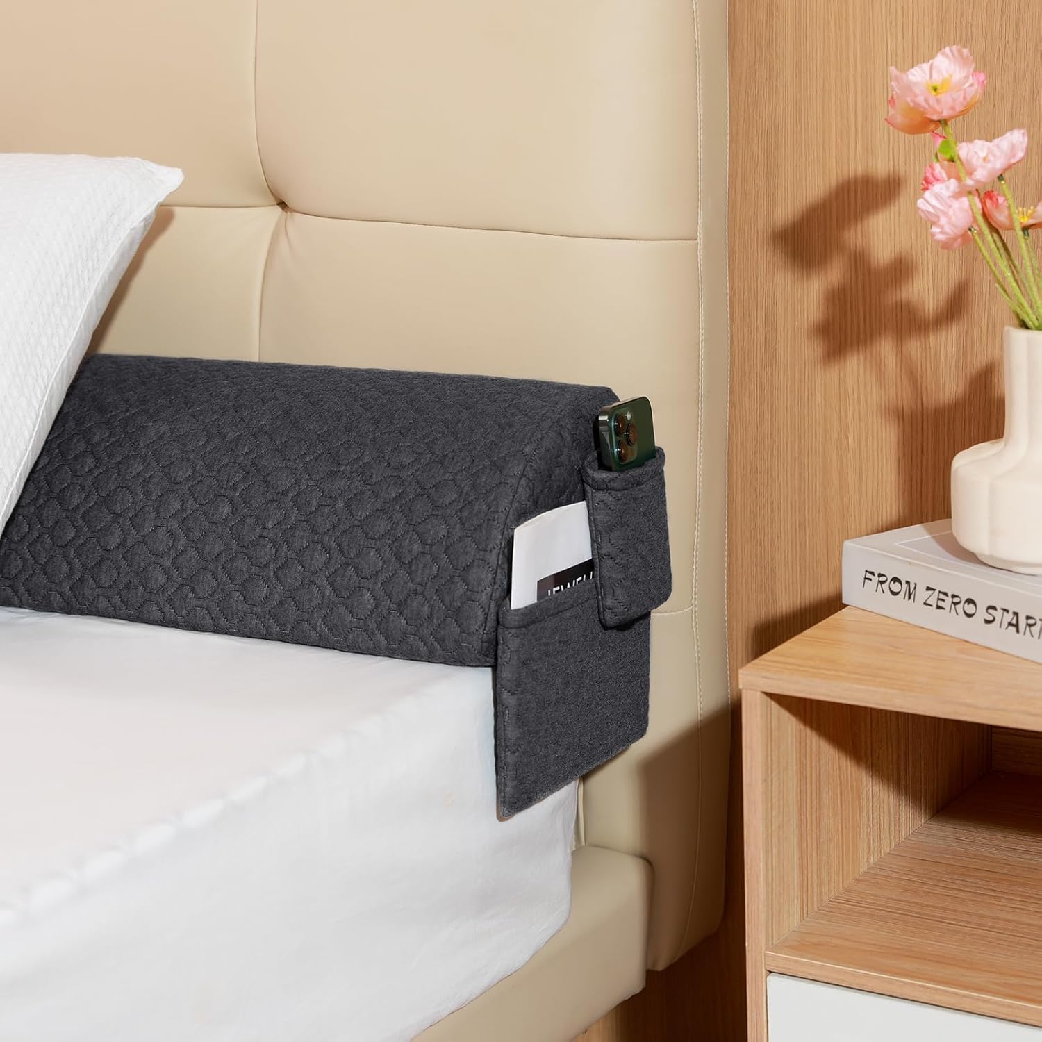 Cabecero de almohada de cuña con funda extraíble, relleno de espacio de cama (0-6 pulgadas), tamaño King (76 x 8 x 6 pulgadas) para dormir, almohada